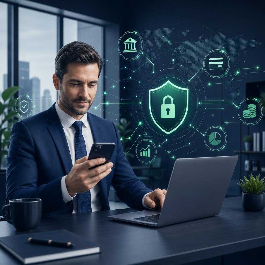 Ilustrasi mobile banking BNI Direct untuk bisnis modern